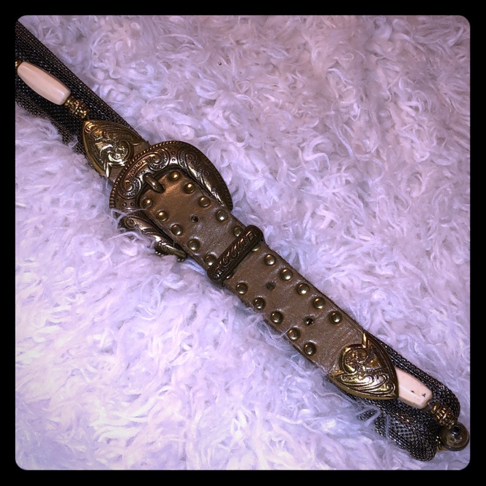 Usmeco Paris Vintage Brass Mesh/Bead Belt